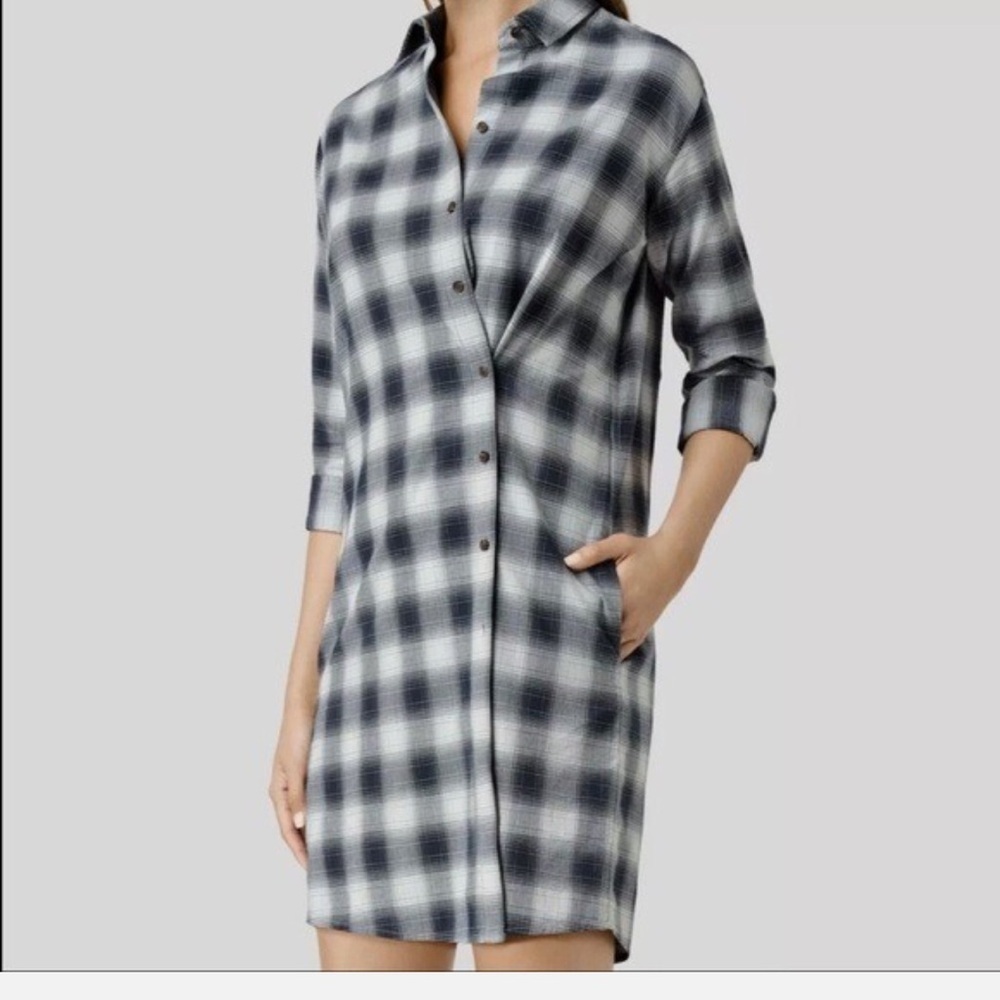 Allsaints Women’s‎ Braxton Plaid Shirt Dress Grey Blue
